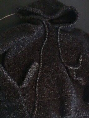 Club Monaco Black Wool/Cotton Knit Hoodie